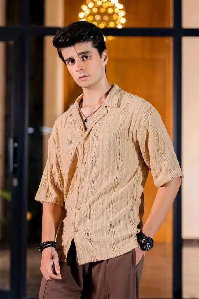 Beige Cream Textured Shirt